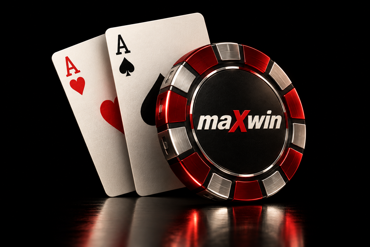 maXwin poker chip and two ace playing cards